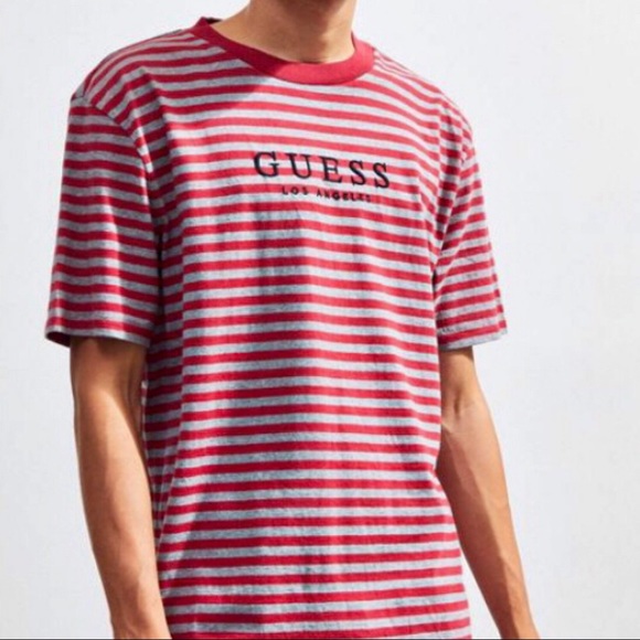 red and gray striped shirt